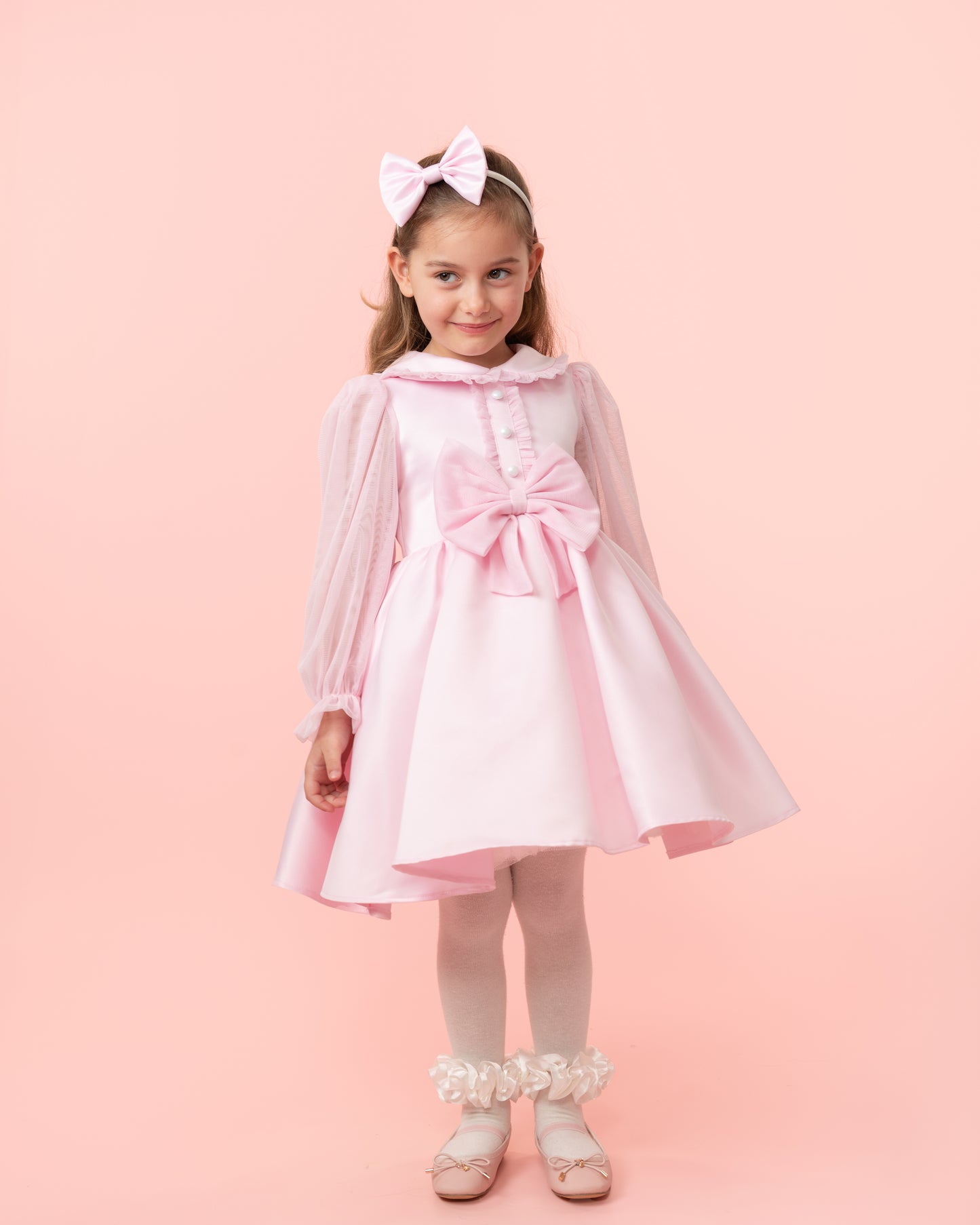 Caramelo Kids Girls Pink Satin Dress Set