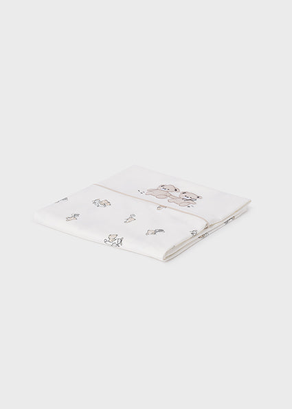 Mayoral Baby Unisex Cotton Ivory & Beige Teddy Motif Blanket