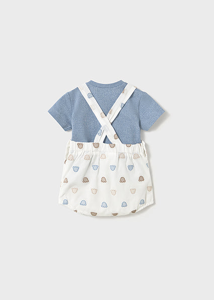 Mayoral Baby Boy Blue Teddy Bear Print Dungaree Set