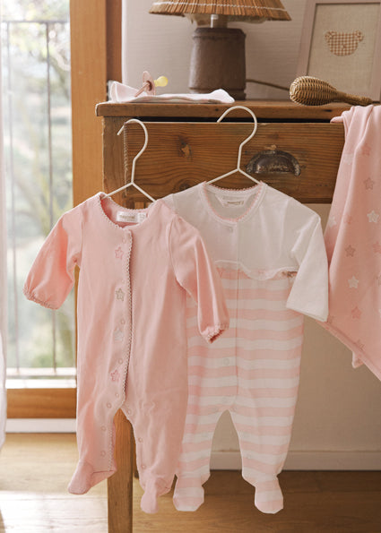 Mayoral Baby Girl Pink & Ivory Cotton Babygrows (Pack of 2)