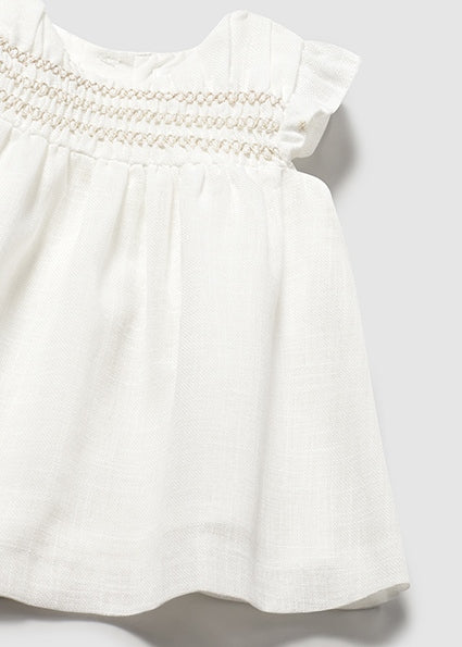 Mayoral Baby Girl Ivory Smocked Cotton Dress