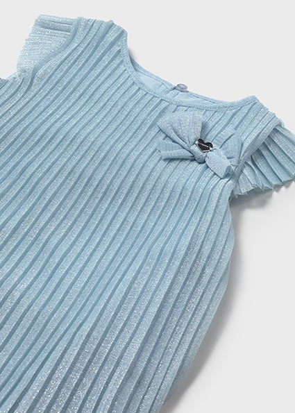 Mayoral Girls Blue Shimmer Pleated Tulle Dress