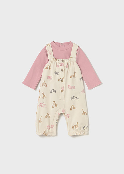 Mayoral Baby Girl Pink & Ivory Cotton Dungaree Set