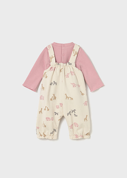 Mayoral Baby Girl Pink & Ivory Cotton Dungaree Set