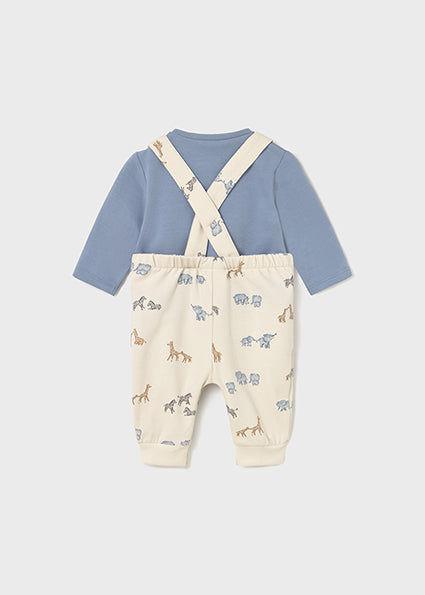 Mayoral Baby Boy Blue & Ivory Cotton Dungaree Set