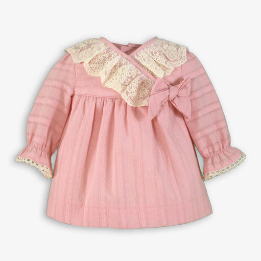 Miranda Baby Girl Pink & Ivory Lace Dress