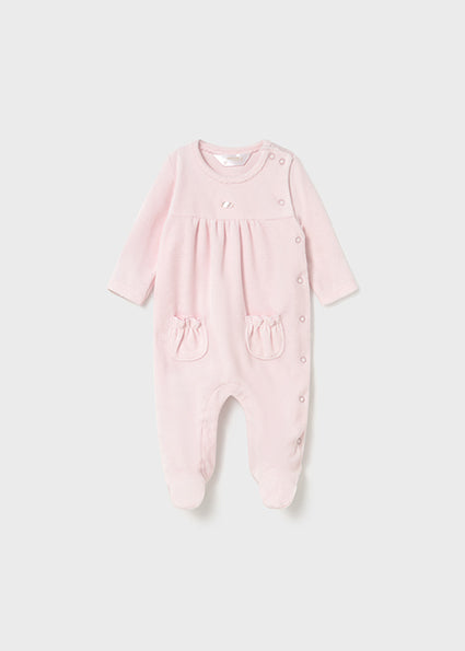 Mayoral Baby Girl Pink & Ivory Velour Babygrows (Pack of 2)