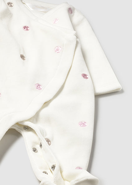 Mayoral Baby Girl Pink & Ivory Velour Babygrows (Pack of 2)