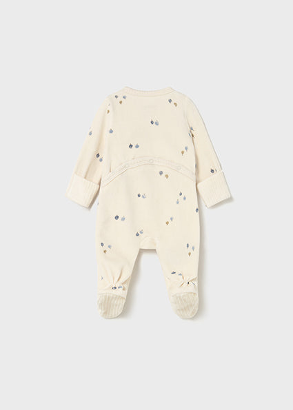 Mayoral Baby Boy Ivory & Blue Velour Babygrow