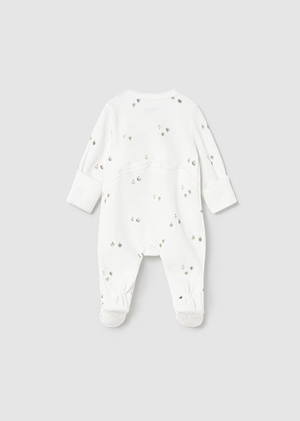 Mayoral Baby Unisex Ivory Velour Babygrow