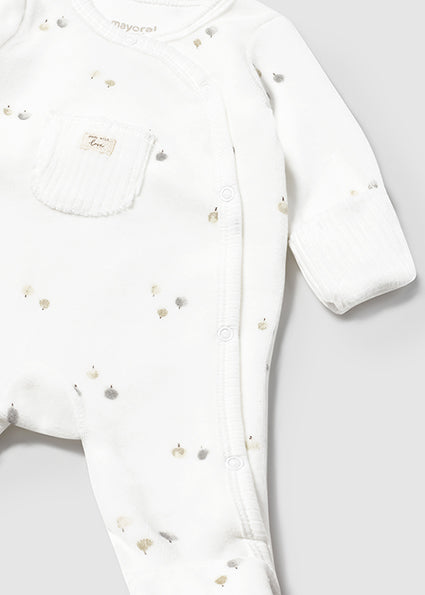 Mayoral Baby Unisex Ivory Velour Babygrow