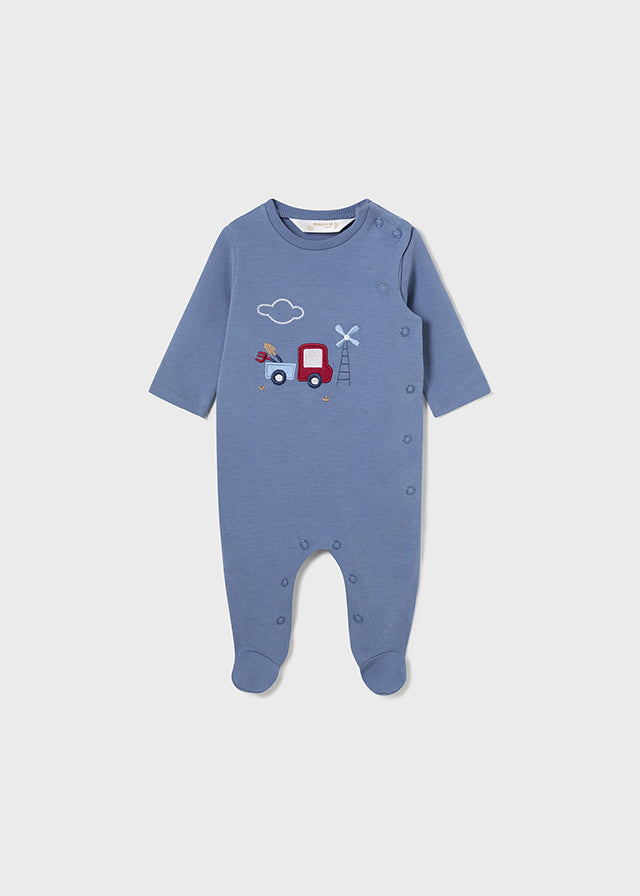 Mayoral Baby Boy Blue Farm Motif Babygrow