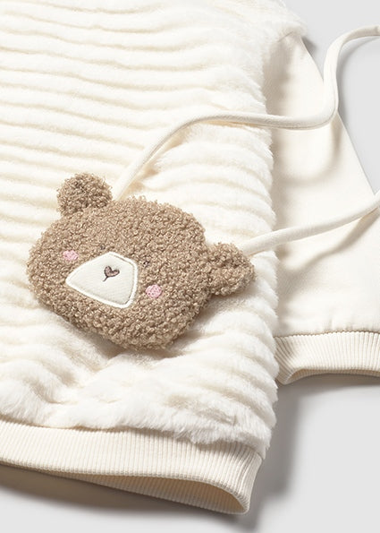 Mayoral Girls Beige Jumper Dress with Bag