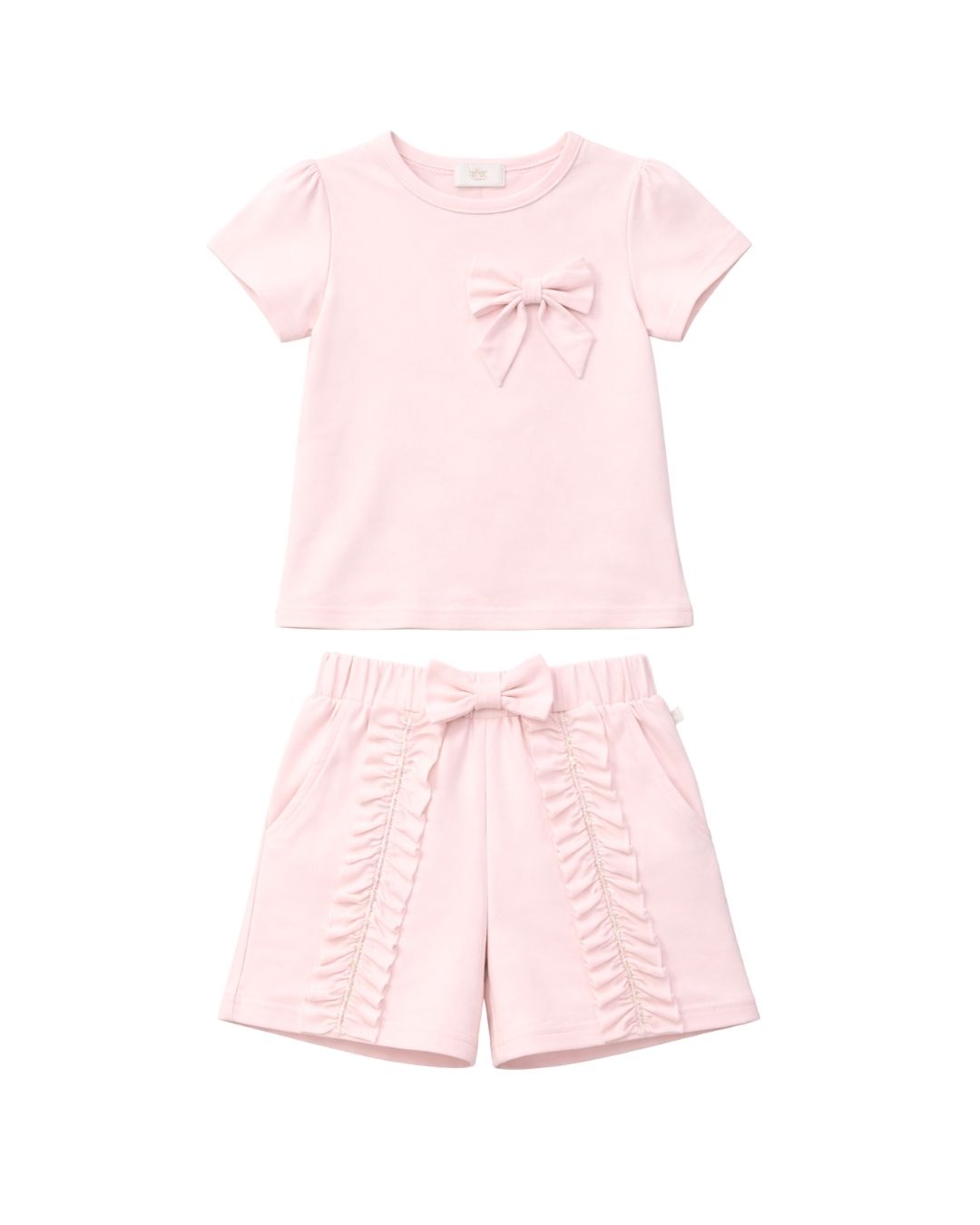 Caramelo Kids Girls Pink Cotton Ruffle Shorts Set