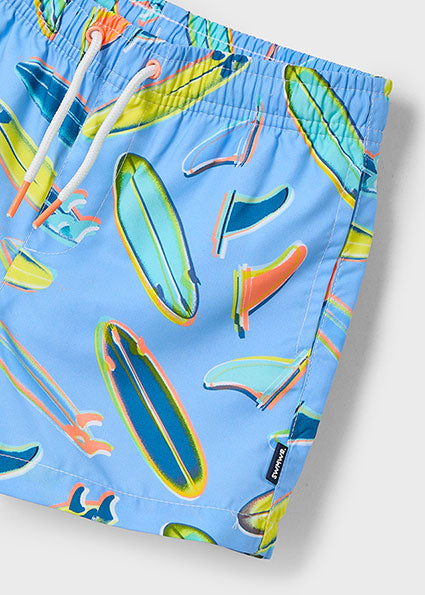 Mayoral Boys Blue Surfboard Print Swim Shorts