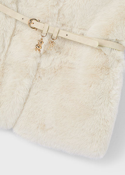 Mayoral Girls Beige Faux Fur Gilet