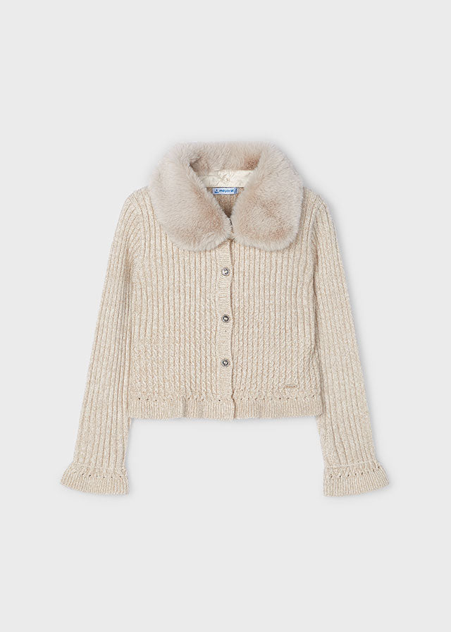 Mayoral Girls Beige Knit Cardigan