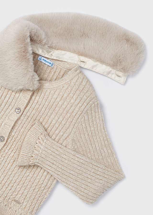 Mayoral Girls Beige Knit Cardigan