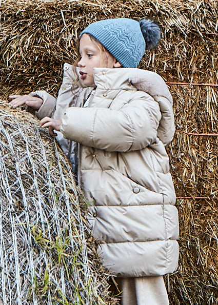 Mayoral Girls Beige Hooded Puffa Coat