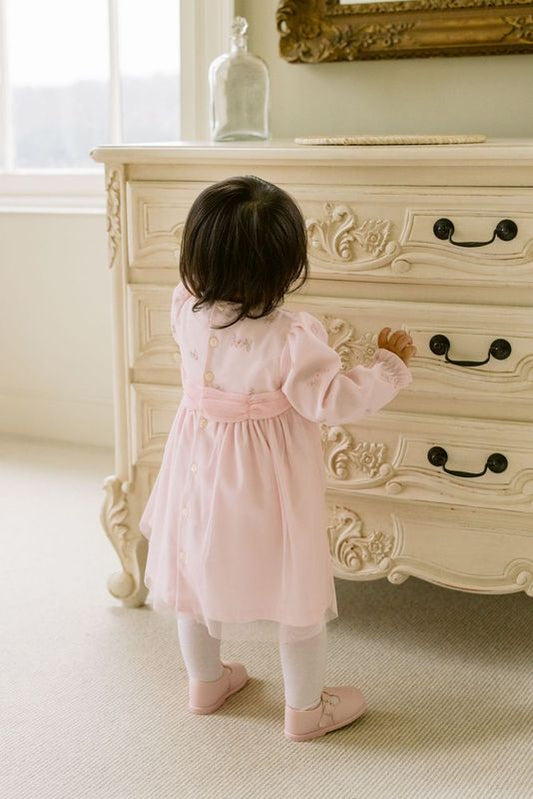 Emile et Rose Hermione Baby Girl Pink Tulle Dress & Tights Set