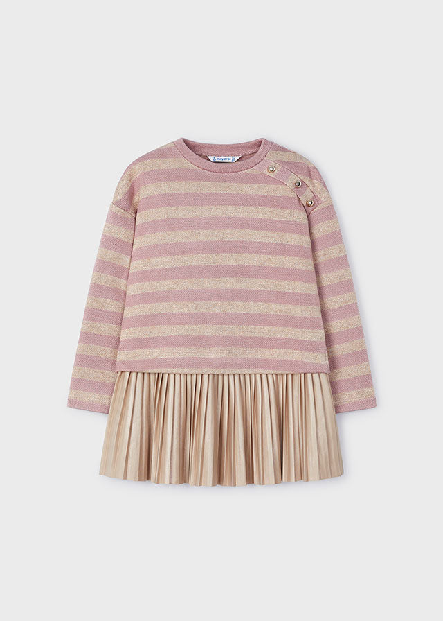 Mayoral Girls Pink & Gold Dress Set