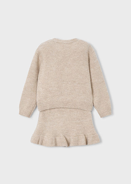 Mayoral Girls Beige Knitted Skirt Set