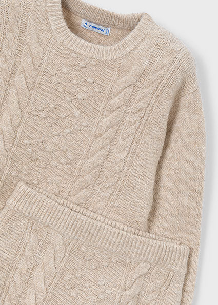 Mayoral Girls Beige Knitted Skirt Set