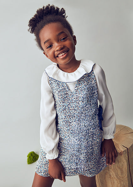 Mayoral Girls Navy Tweed Dress
