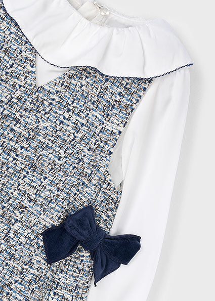 Mayoral Girls Navy Tweed Dress