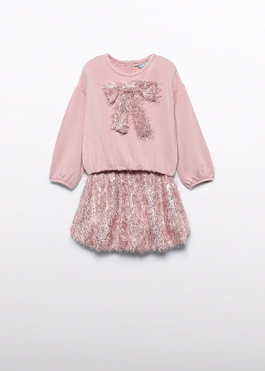 Abel & Lula Girls Pink Sequin Fringe Skirt Set