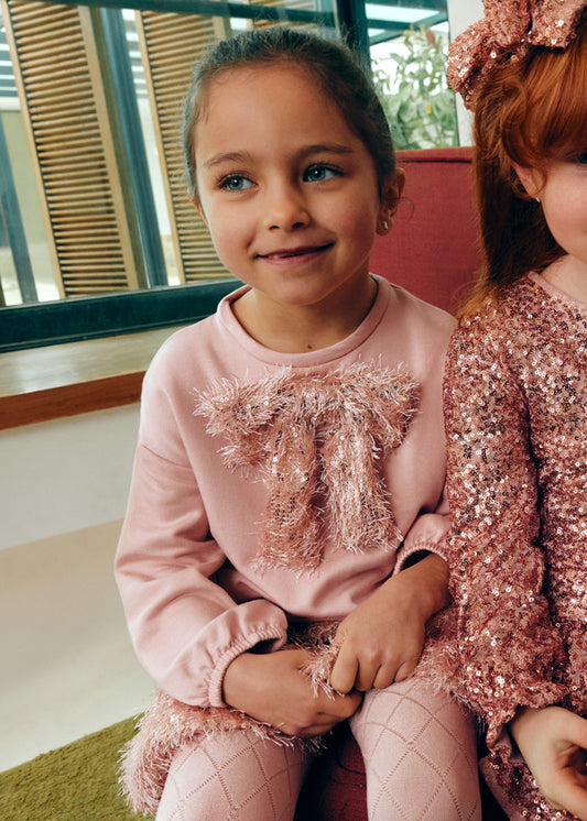 Abel & Lula Girls Pink Tights with Silver Thread