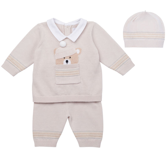 Emile et Rose Hudson Baby Beige Teddy Tracksuit & Hat