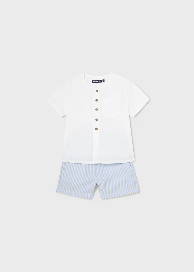 Mayoral Boys Blue & White Cotton Shorts Set