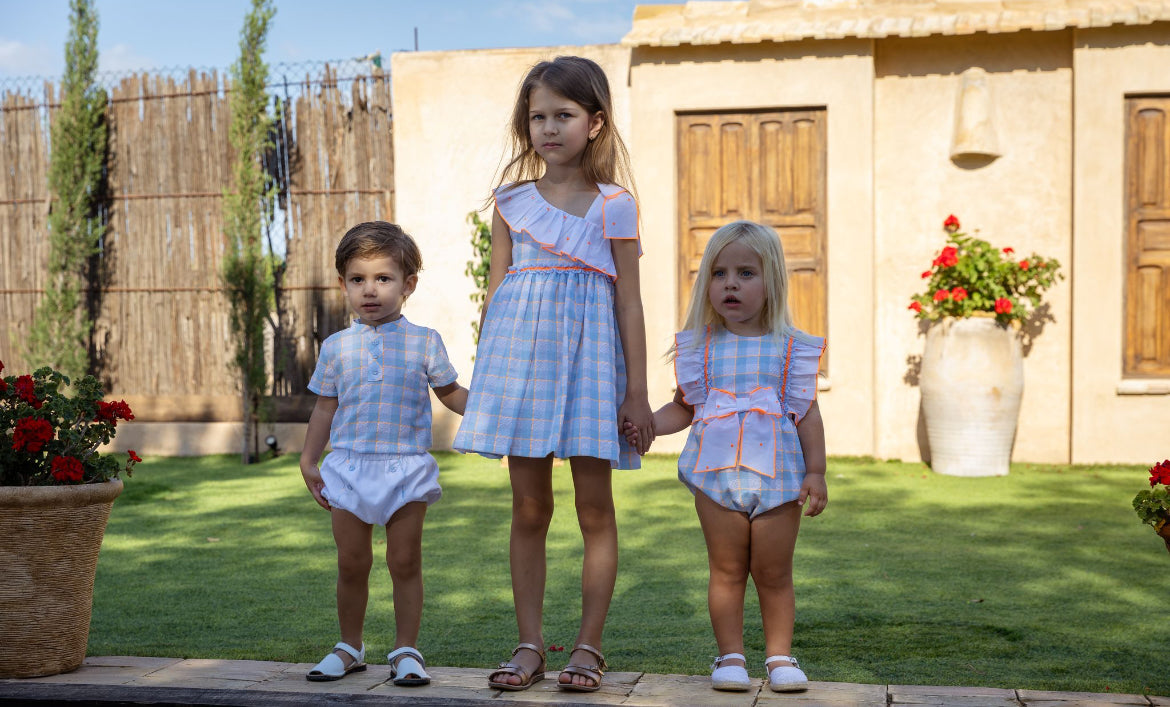 Rochy Baby Boy Blue & White Checked Shorts Set