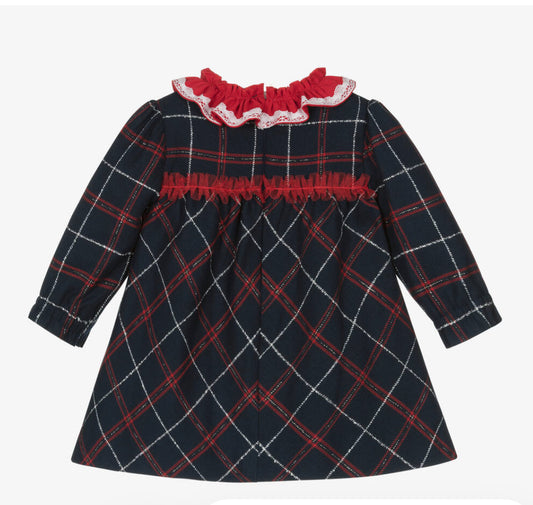 Miranda Baby Girl Navy & Red Checked Dress