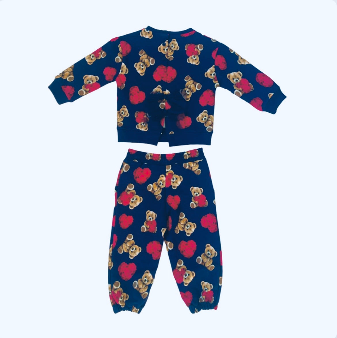 Sarabanda Girls Navy & Pink Teddy Print Tracksuit