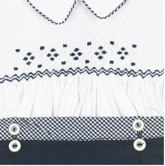 Pretty Originals Baby Boy Navy & White Smocked Set