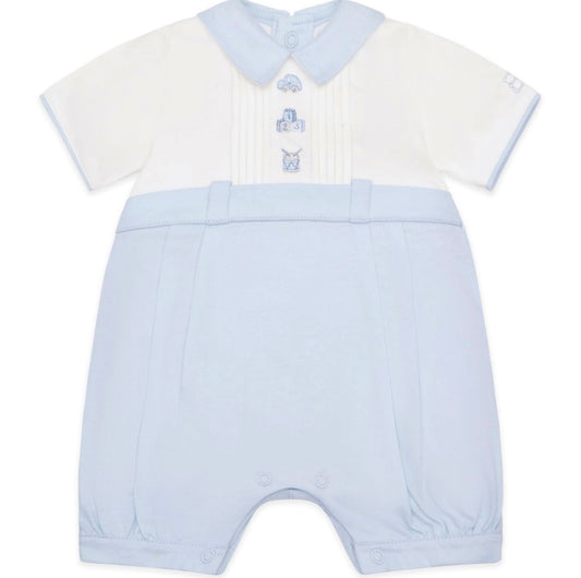 Emile et Rose Jarvis Baby Boy Blue & White Cotton Romper