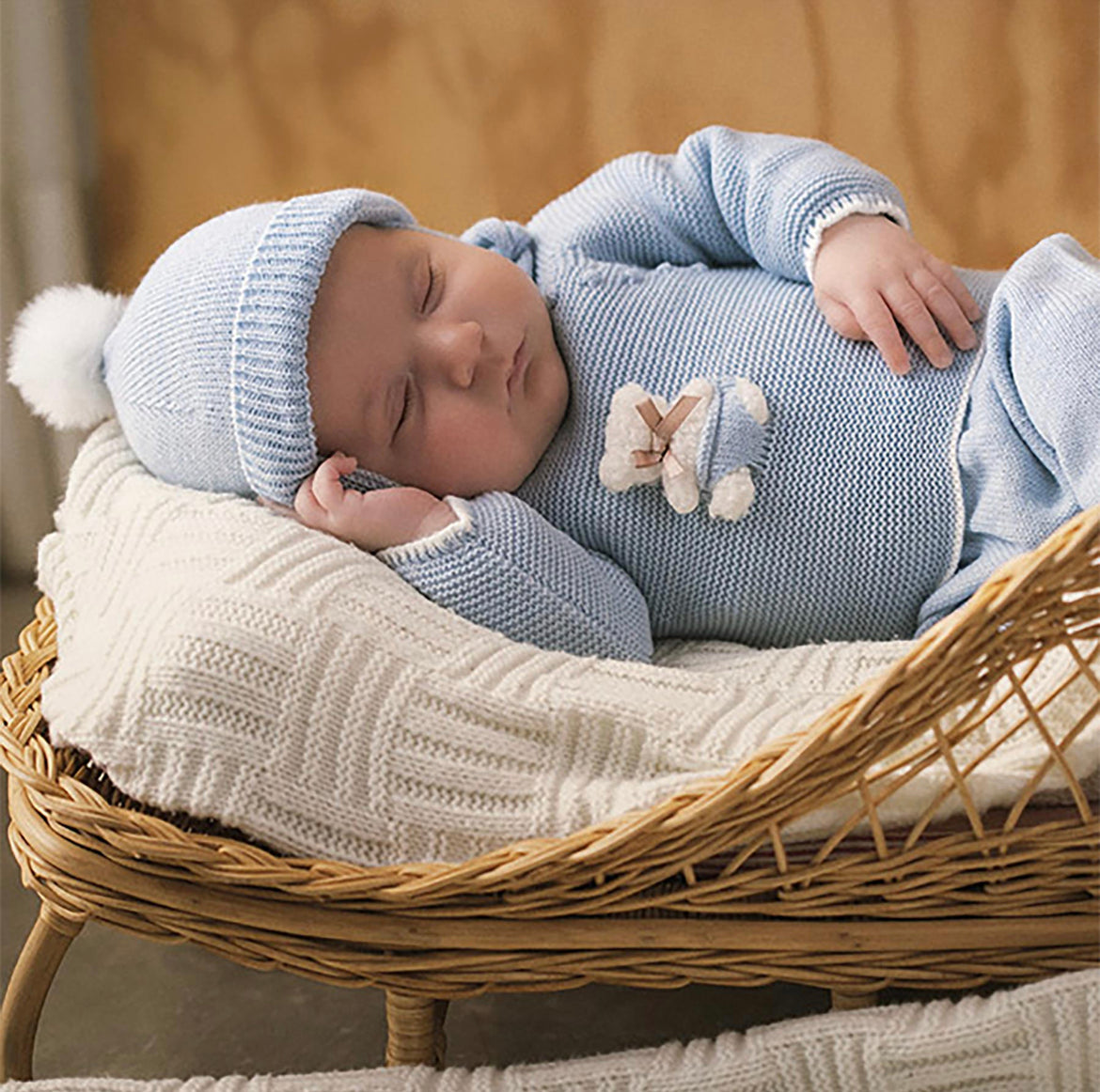 Mac Ilusion Ivory Teddy 3 Piece Knit Baby Outfit