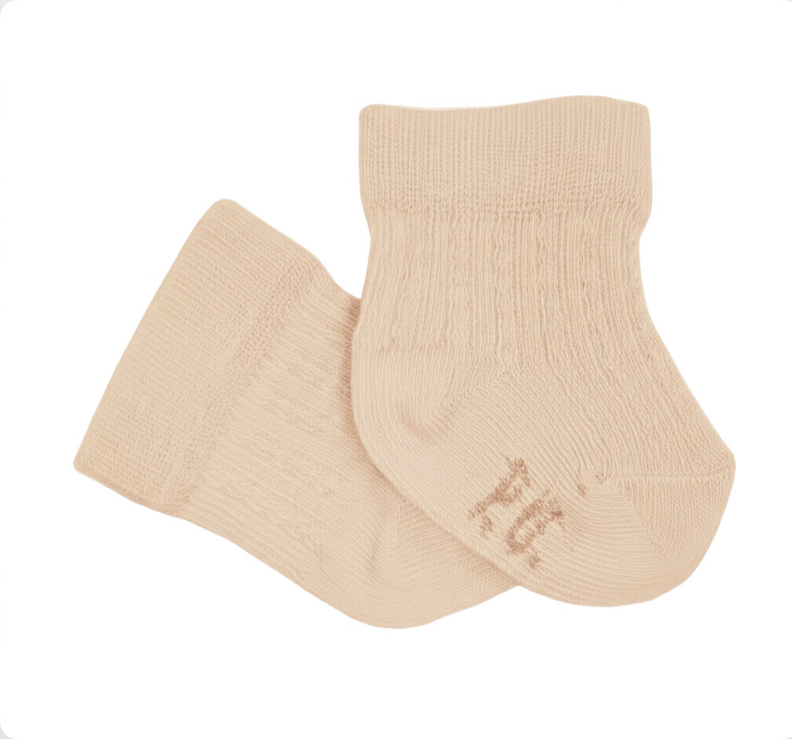 Pretty Originals Boys Beige Ribbed Ankle Socks