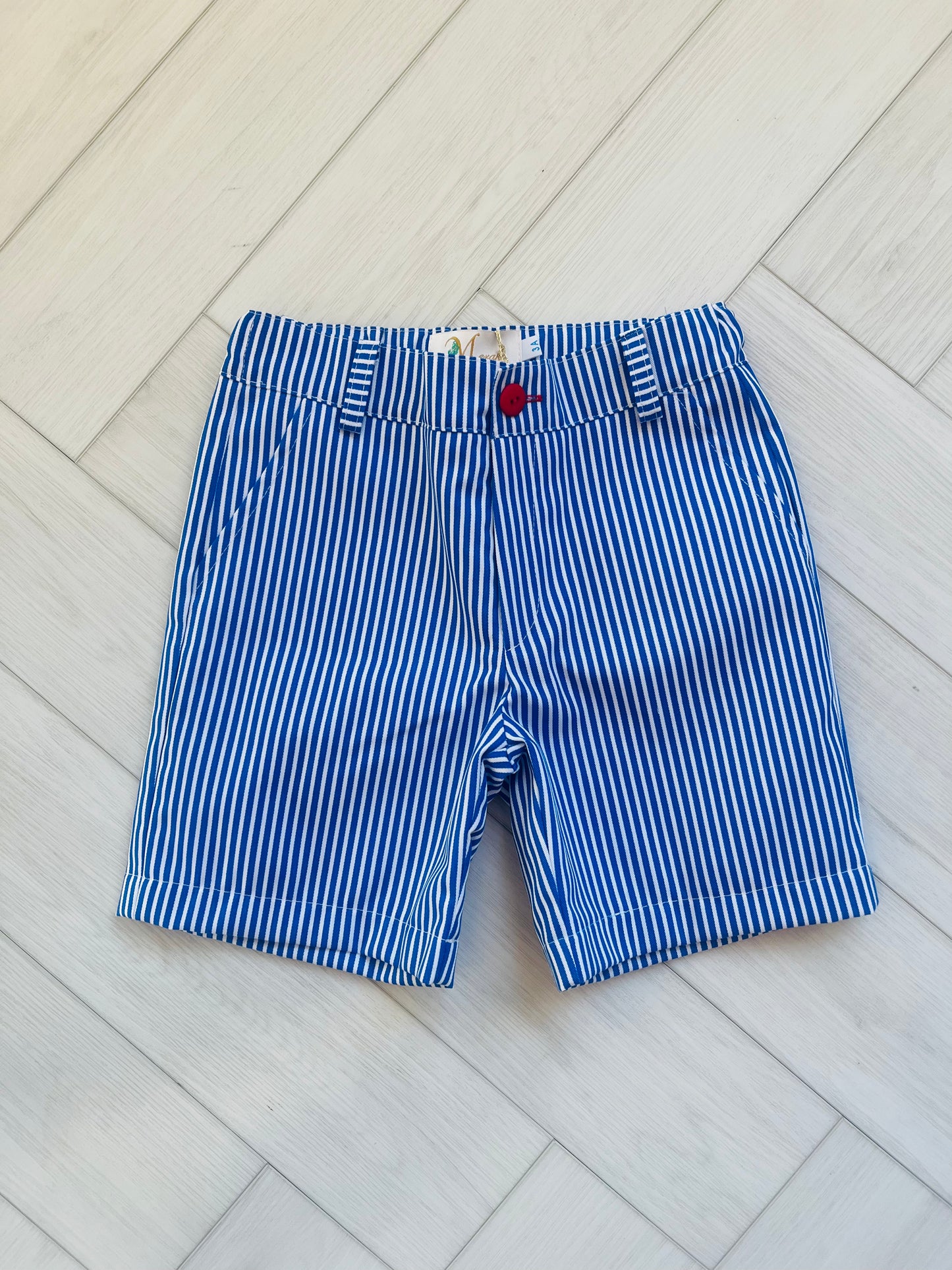 Meraki Boys Blue Stripe Cotton Shorts