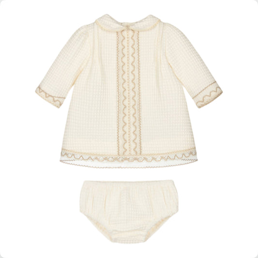 Miranda Baby Girl Beige & Ivory Dress Set