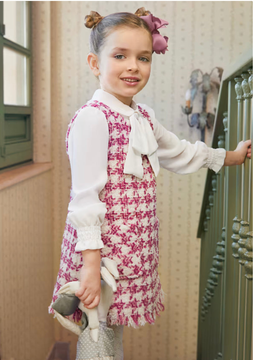 Abel & Lula Girls Pink Houndstooth Tweed Dress – Little Darlings Closet Abel & Lula Girls Pink Houndstooth Tweed Dress – Little Darlings Closet