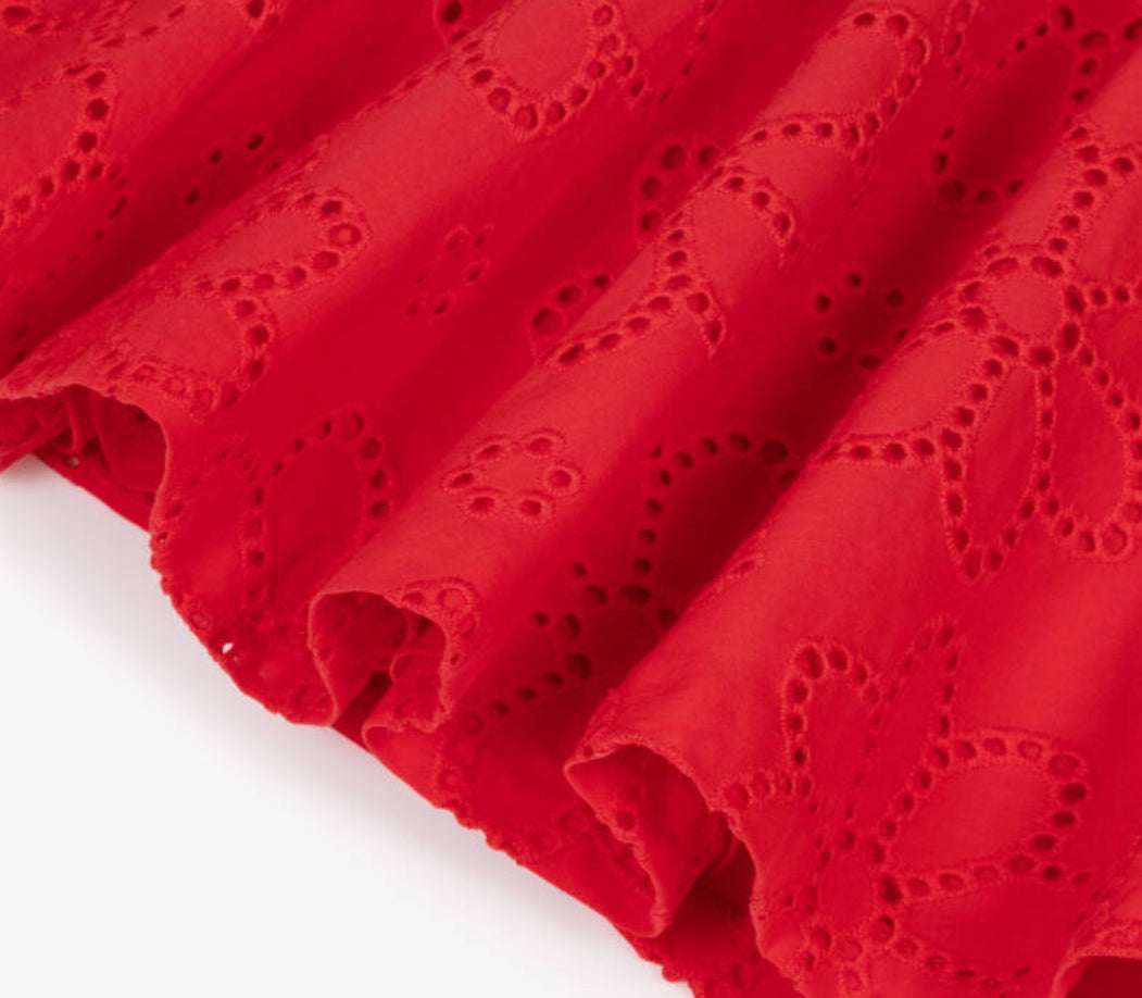 Miranda Baby Girls Red Cotton Anglaise Dress