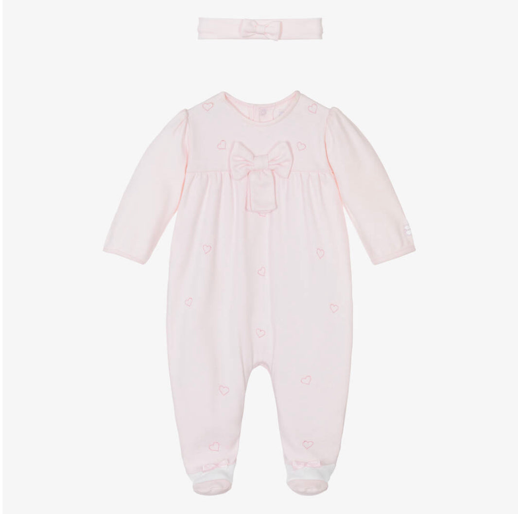 Emile et Rose Flavia Baby Girl Pink Babygrow & Headband