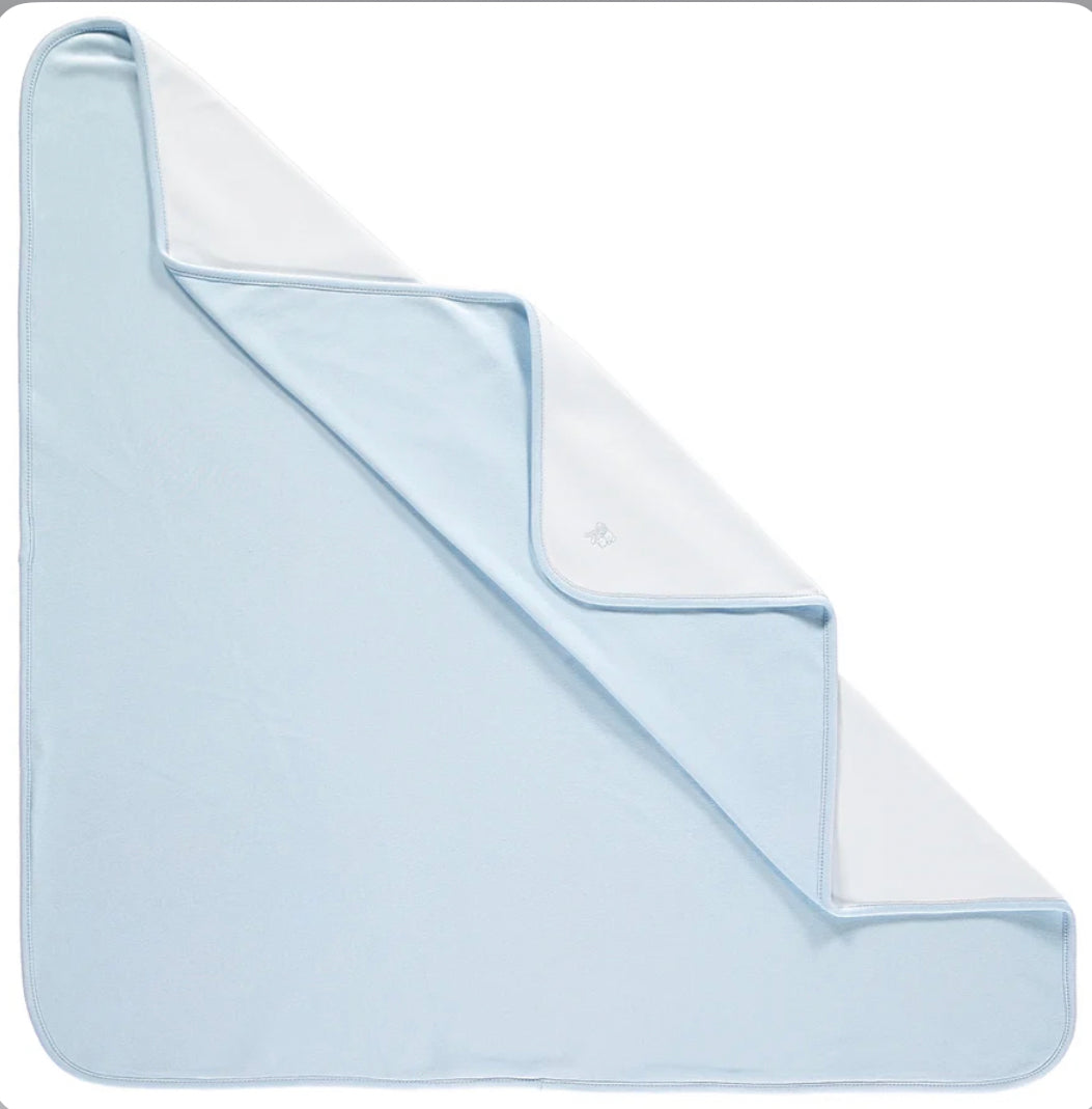 Emile et Rose Blue Cotton Interlock Baby Blanket 73cm