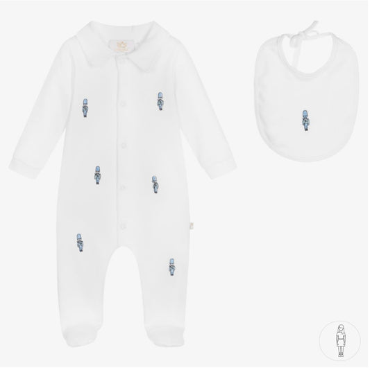 Caramelo Kids Baby Boy White Babygrow & Bib Set