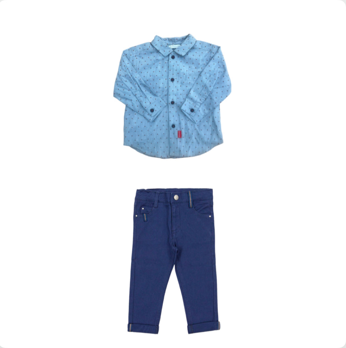 Tutto Piccolo Boys Blue Cotton Shirt & Trousers Set