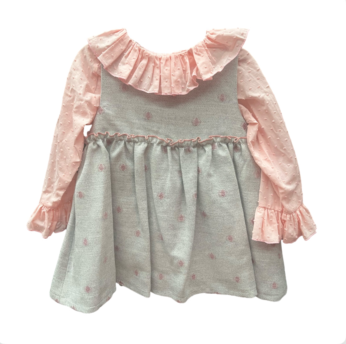 Lor Miral Girls Pink & Grey Dress