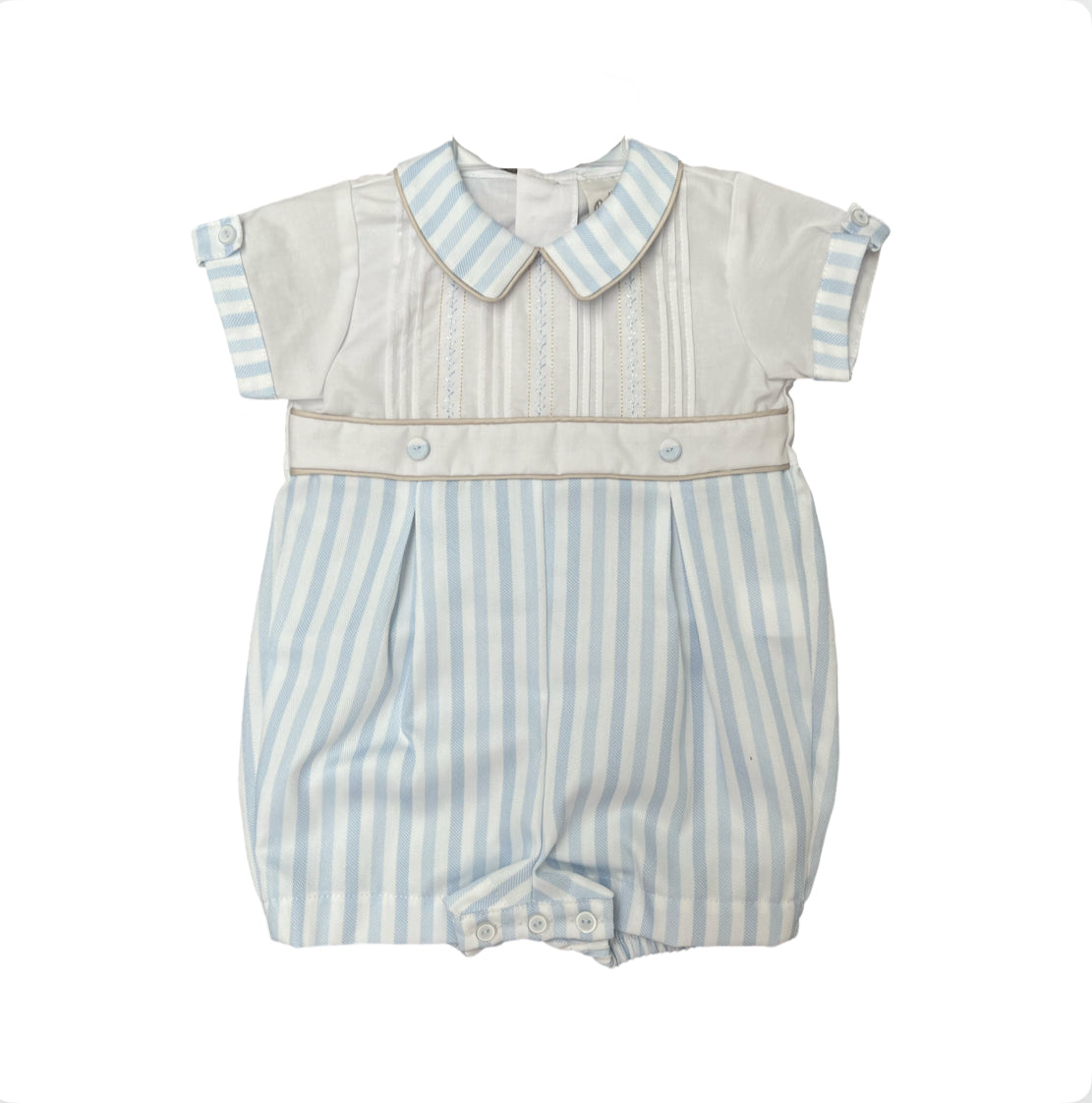 Pretty Originals Baby Boy Blue & White Stripe Romper